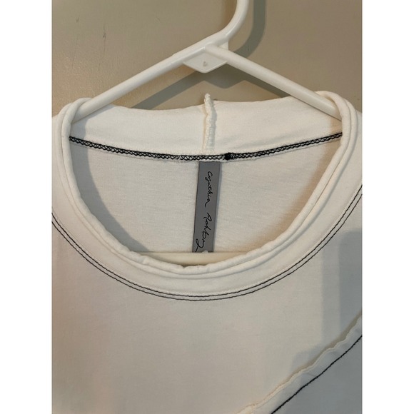 Cynthia Ashby White Cotton Knit Lagenlook Raw Seam Patchwork A-Line Dress XS - Picture 3 of 9